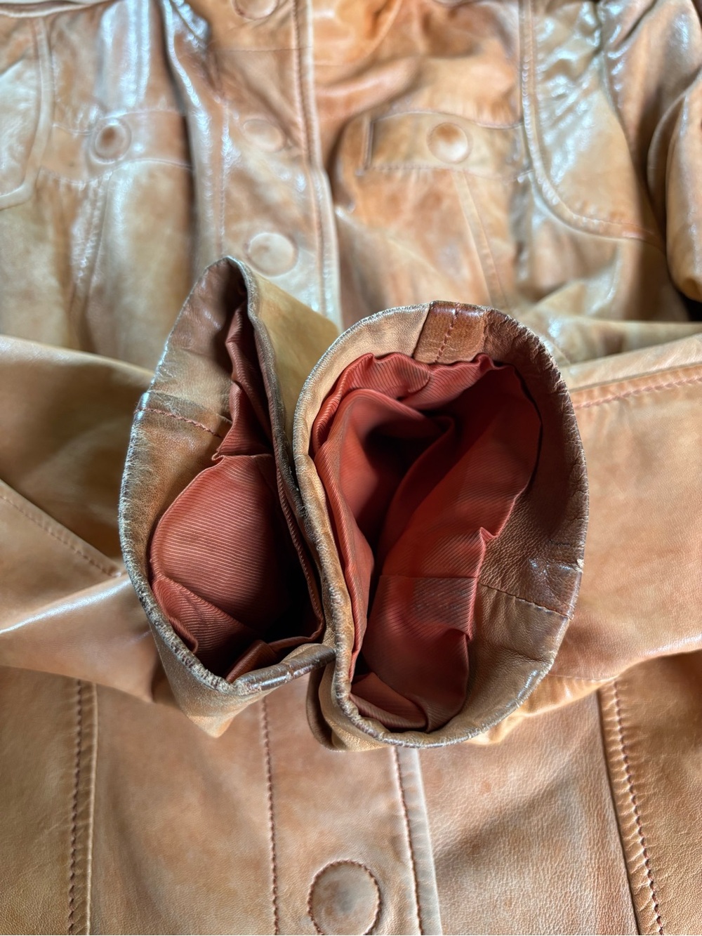 Danier Tan Leather Button-Front Jacket - Picture 16 of 16